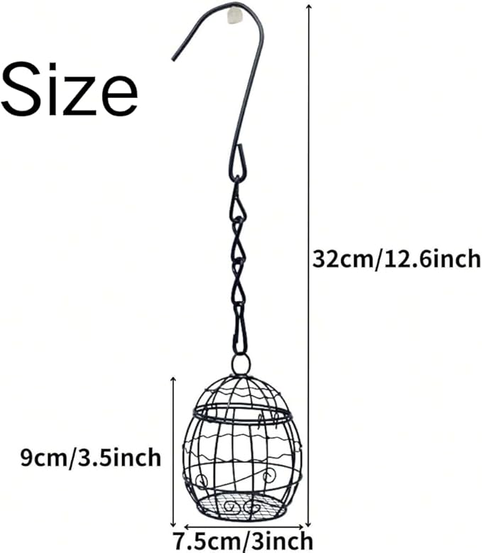 Bird Feeder, Suet Ball Feeders for Outside Hanging, Metal Hanging Bird Feeder with Hooks, Fat Ball Bird Feeder Suet Feeder for Wild Birds Outdoor Garden (Black,4 pcs)