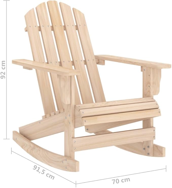 vidaXL Adirondack Rocking Chair for Patio & Garden - Solid Fir Wood Construction - Ergonomic Design - Classic Brown Finish - Easy Assembly - Weather
