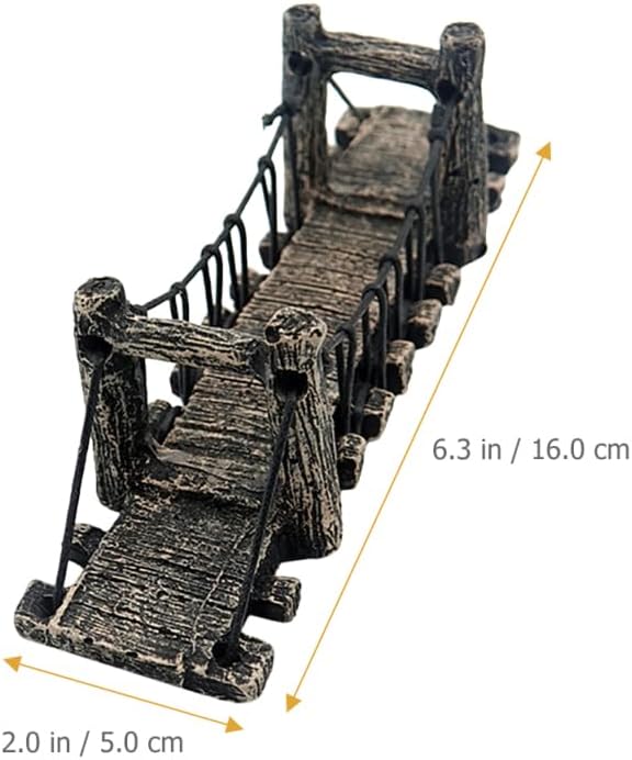 Balacoo Aquarium Decor Bridge: Resin Garden Rope Bridge Ornament for Betta Fish Tank Landscape Decoration - Dark Brown, 6.29 Inch