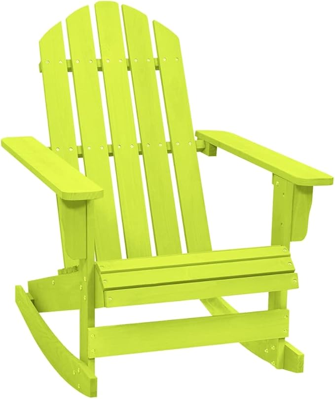 vidaXL Outdoor Patio Adirondack Rocking Chair - Solid Fir Wood - Weather - Ergonomically Designed for Comfort - Easy Assembly - Green