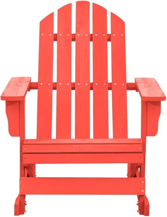 vidaXL Red Patio Rocking Adirondack Chair with Sturdy Solid Fir Wood Structure, Ergonomic Design for Optimal Comfort, Weather Resistant and Easy to Clean