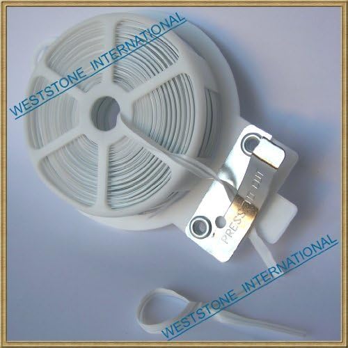 Weststone 1pcs 65ft (20m) White Plastic Twist Tie Roll with Cutter - Flat