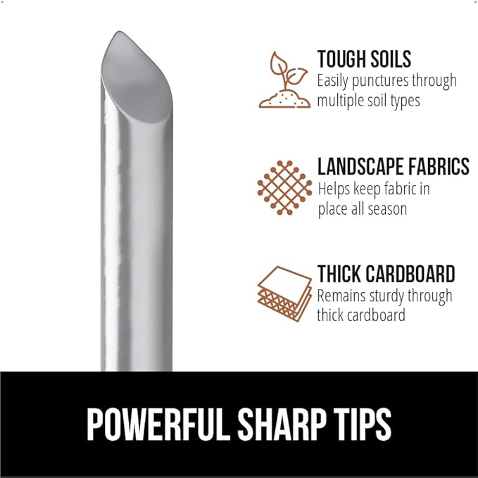 GORILLA GRIP 200 Pack Strong Galvanized Steel Landscape Staples, Rust-Resistant Sharp Tips, Plant and Garden Stakes, Adjustable Ground Yard Anchors, Outdoor Metal Landscaping Pins for Lawn, 6 Inch