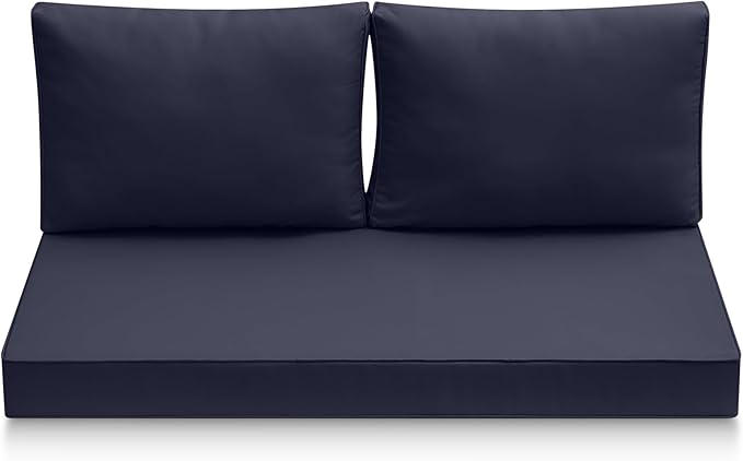 Outdoor Loveseat Cushions, 48 x 24 x 4 Inches Waterproof Fade Resistant Cushion Set for Couch, Bench and Swing
