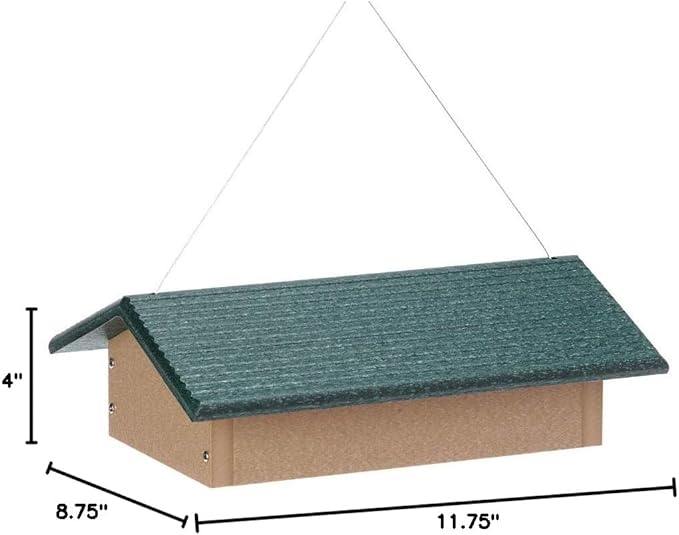 Birds Choice Upside Down Suet Feeder, Holds 4 Suet Cakes | Hanging Suet Bird Feeder with Roof, Woodpeckers, Jays, Nuthatches | Sturdy for Garden & Backyard | Taupe & Green, 11.75"L x 8.75"W x 4"H