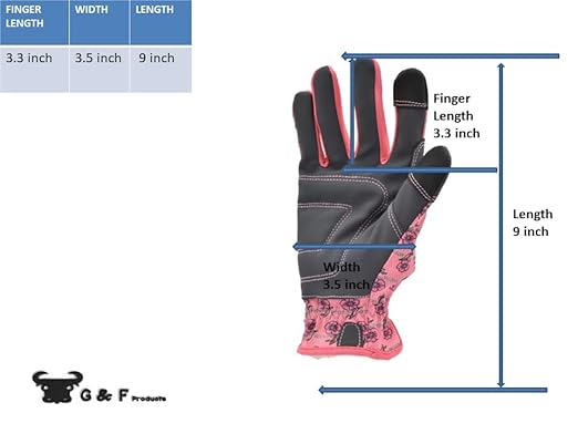G & F Products Women Gardening Gloves with Touchscreen Feature, Durable, Breathable, Flexible, Lightweight, Double-Padded, Reinforced Fingers, Stylish Flower Patterns, 3-Pair Assorted Colors Pack