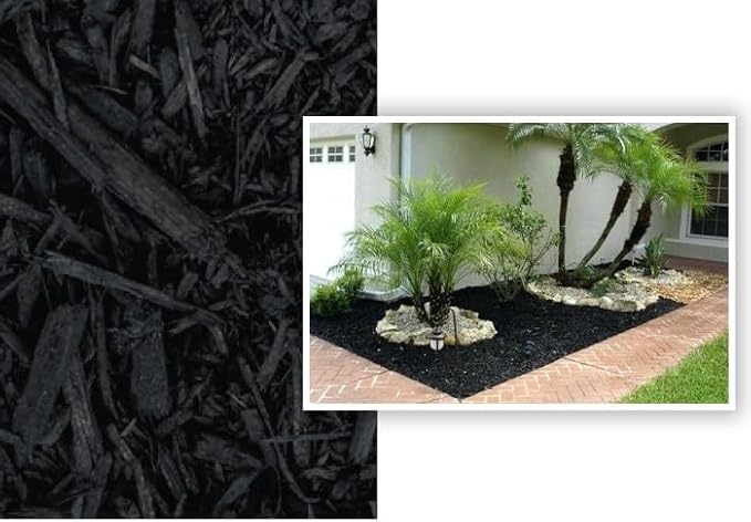 6 Large Bags of Premium Wood Much (1.5 Cubic Ft Each - 9 Cubic Ft Total) Organic Premium Mulch for All Your Landscaping Projects - Choose Your Color - Black - RED - Brown (Black)