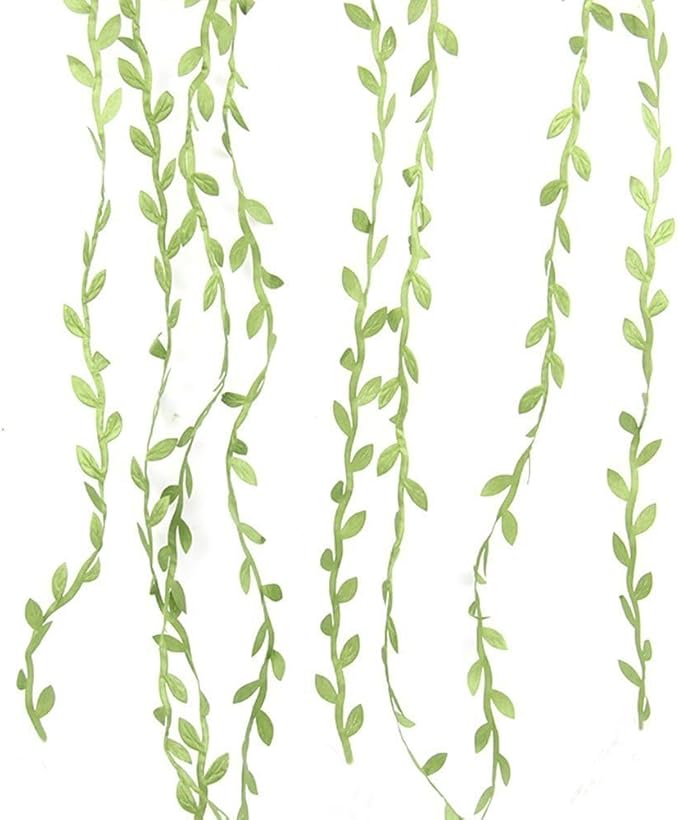 66 ft Leaf Ribbon, Artificial Eucalyptus Garland Rattan Leaf String, Decorative Jungle Wild Green Plant Leaves for Baby Shower Home Wedding Party Spring Decor Balloon Garland Wreaths DIY Craft