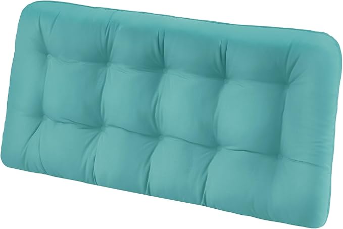 Tufted Bench Cushions for Outdoor Furniture, 44" x 19" Porch Swing Cushions Filled with Foam, Overstuffed Patio Cushions for Bench Loveseat with 2-3 Seats,Thick and Water Resistant, Teal