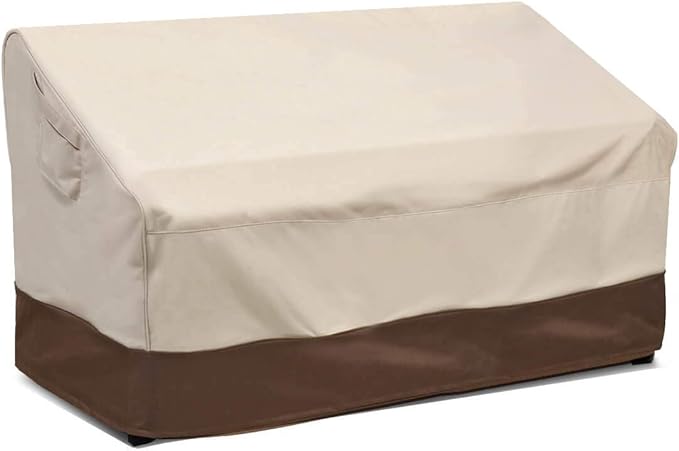 Vailge 2-Seater Heavy Duty Patio Bench Loveseat Cover,100% Waterproof Outdoor Sofa Cover, Lawn Patio Furniture Covers with Air Vent, Medium(Standard), Beige & Brown