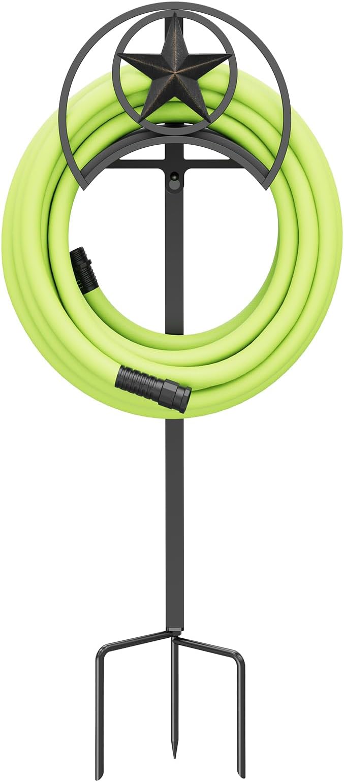 GOFORWILD Garden Hose Holder, Decorative Hose Butler Sturdy Water Hose Rack, Durable Wall Hose Hanger, Hose Reel, Holds 125-Feet of 5/8-Inch Hose, Made of Gauge Steel, 7010