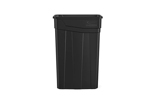 Suncast Commercial 23-Gallon Narrow Trash Can without Handles - Durable Garbage Can, Black, Made in the USA