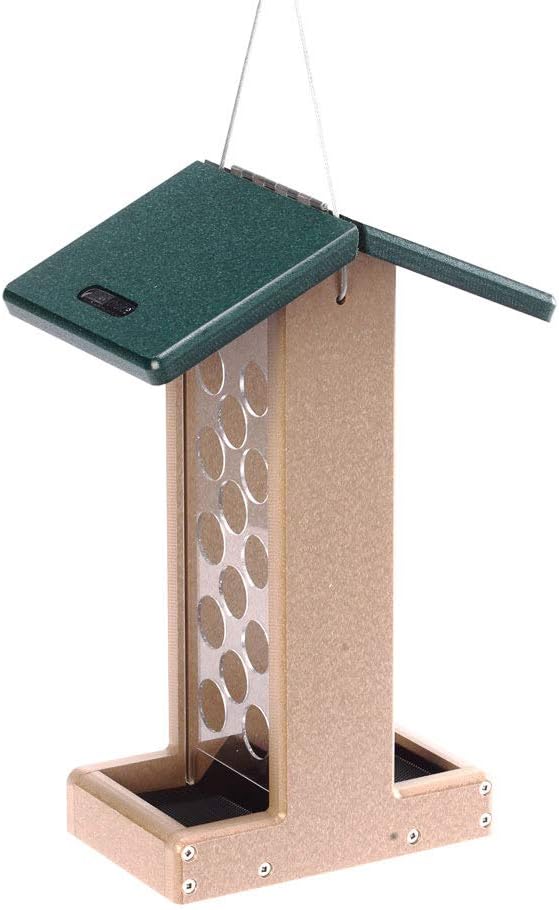 Birds Choice Whole Peanut Bird Feeder for Blue Jays and Woodpeckers - Durable Recycled Material, Taupe w/ Green, 7"L x 10.50"W x 14.75"H, Made in USA