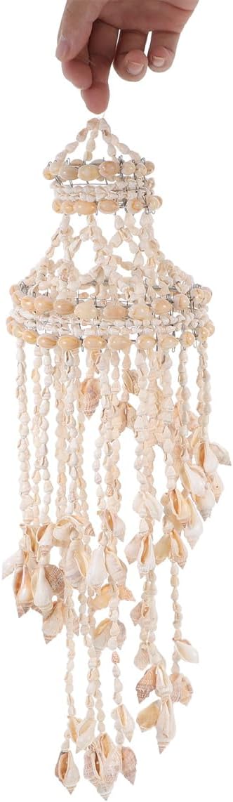 Shell Wind Chime Hanging Ornament 16.53In Coastal Decorative Wind Chimes for Outside Patio Garden Wall Hanging Pendant Natural Home Decoration