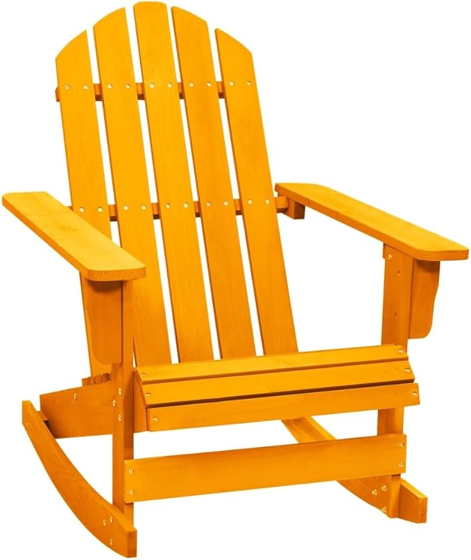vidaXL Orange Adirondack Garden Rocking Chair - Moisture Resistant Solid Fir Wood - UV Finish - Outdoor - Comfortable Seating Solution - Wooden Chairs - Armchair