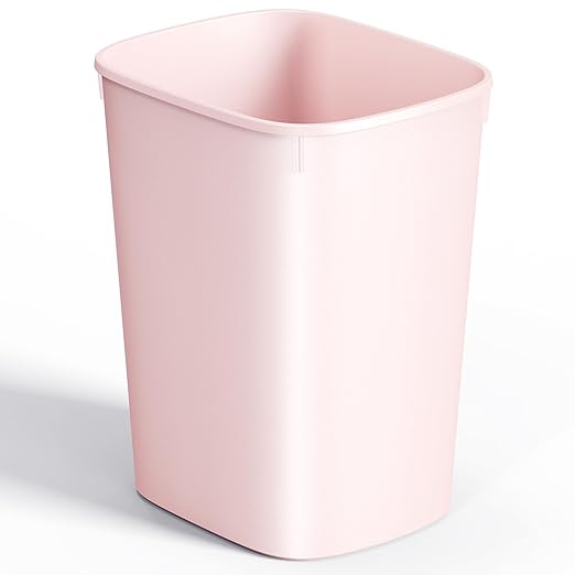 CEROELDA Bathroom Trash Can with Lid, 10L/2.6 Gal Small Garbage Can with Press Top Lid, Slim Plastic Waste Basket for Toilet, Office, Bedroom(Pink)