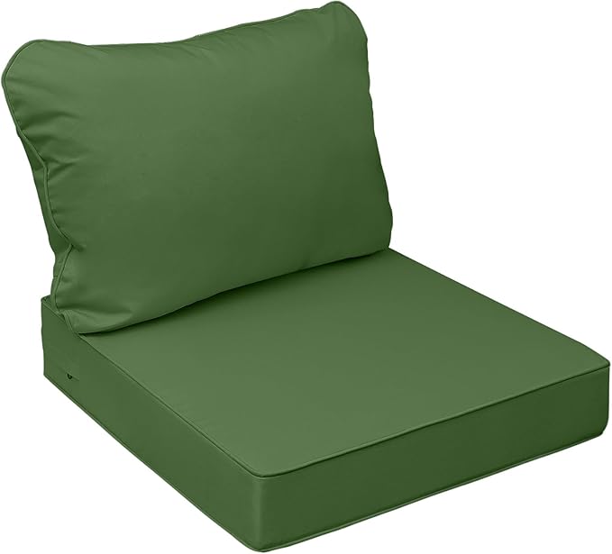 AAAAAcessories Outdoor Seat Cushions for Chairs, Fade-Resistant, Waterproof Patio Furniture Replacement Cushions, 21" x 19" x 3" + 21" x 19", Dark Moss Green