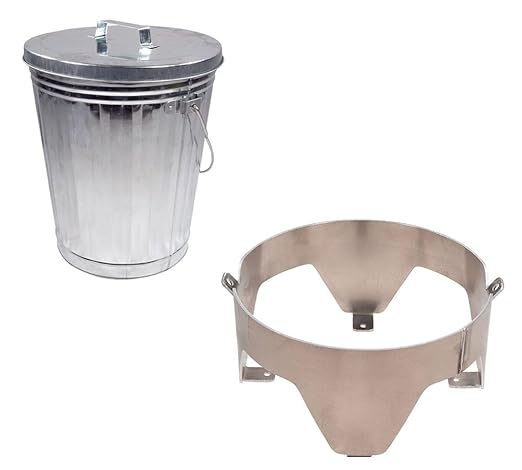 Mytee Products 6 Gallon Galvanized Trash Can with Horizontal Aluminum Mounting Bracket Kit for Trucks & Trailers, Steel Outdoor Garbage Can Holder, Fire & Heat Resistant
