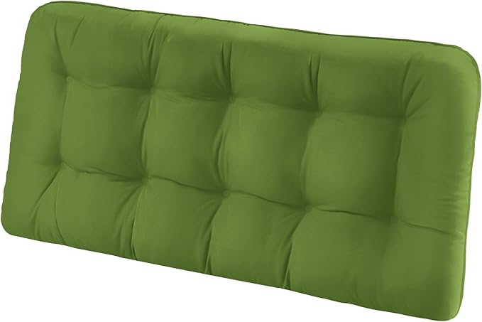 Tufted Bench Cushions for Outdoor Furniture, 44" x 19" Porch Swing Cushions Filled with Foam, Overstuffed Patio Cushions for Bench Loveseat with 2-3 Seats,Thick and Water Resistant, Grass Green