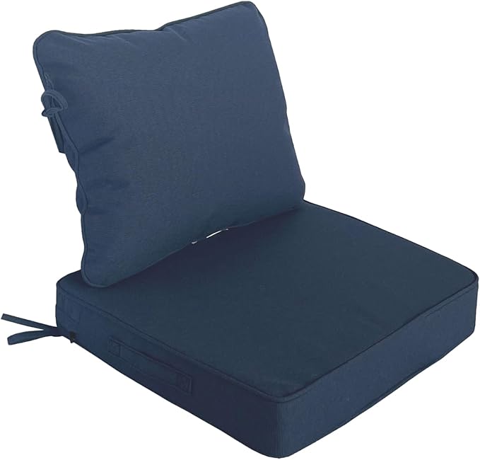 COZYVIDA 19"x19" Outdoor Universal Cushion Set of 1, Patio Cushions with Handles & Ties, Water-Proof Stain-Resistant UV-Resistant 1000+ Hrs,High Resilience Foam with YKK Zippers,Navy Blue-TPU