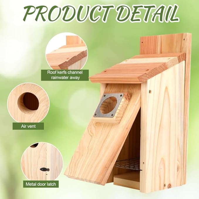 4-Pack Bird Houses for Outside with Metal Predator Guard, Birdhouses for Outdoors for Bluebird, Wren, Swallow, Finch - Natural Wood