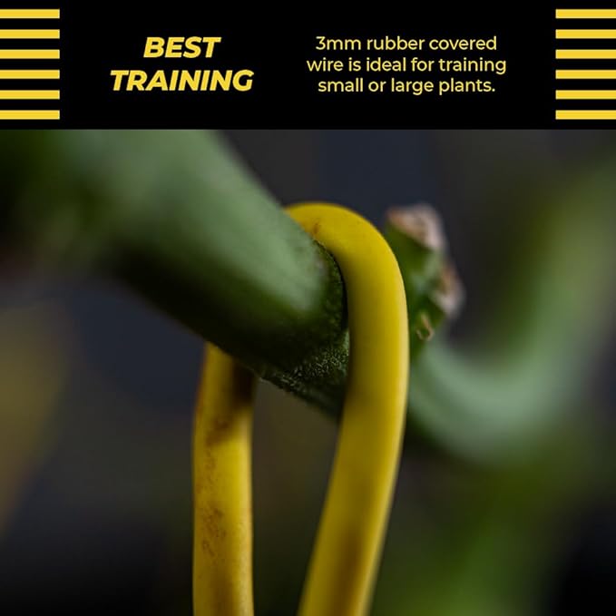BudHuggers for Optimal Plant Training | 50ft (15M) | 3mm Thick Garden Wire Ties | Flexible & Durable | Rubber Plant Ties to Yield Bigger Buds, Stronger Branches & Larger Canopies | Reusable