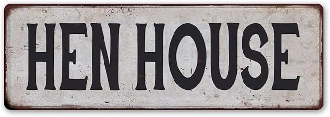 Vintage Style Hen House Metal Sign, Rustic Farmhouse Wall Decor, 4 x 16 inches