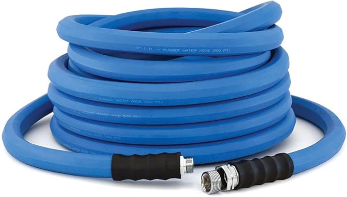 AG-LITE BSAL58100 5/8" x 100' Hot/Cold Water Rubber Garden Hose, 100% Rubber, Ultra-Light, Super Strong, 500 PSI, 50F to 190F Degrees, High Strength Polyester Braided