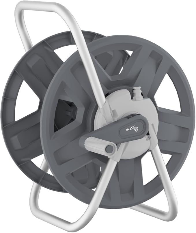 Water Hose Reel Cart, Holds 60-80 Ft of 5/8 Inch Hose, Grey Wall Mounted Garden Hose Cart, Portable Hose Reel for Convenient Storage and Watering