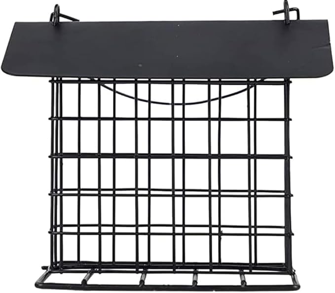 Durable Roof Top Bird Parrot Suet Reusable Feeder for Outside Garden Yard Patio Hanging Metal Suet Cake Holder Squirrel Proof Weatherproof for Wild Hummingbird Woodpecker