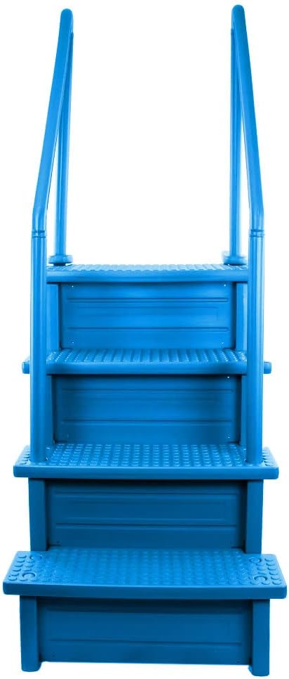 Aqua Select Anti-Slip in-Pool Steps | Blue | for Above Ground Swimming Pools | Can Mount to Decks 48" to 54" H | Safety Stairs Capacity Up to 350 lbs