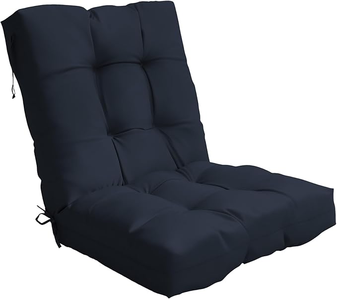 Outdoor Chair Cushion, 42x21x4 Inch Patio Cushions for Dining/Rocking Chairs, High Back Soft Seat Pad with Ties, Indoor Outside Use, Fade-Resistant & Waterproof, Dark Blue