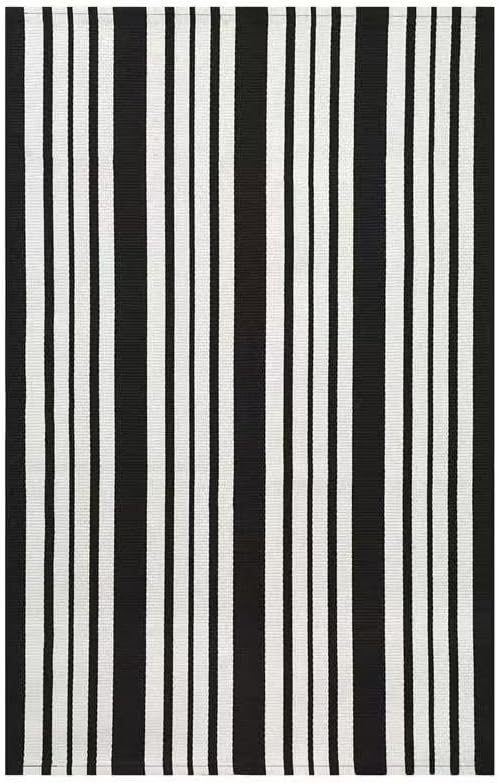 KOZYFLY Black and White Striped Doormat 2x3 Ft Small Area Rug Cotton Front Porch Rug Washable Outdoor Rug Farmhouse Layered Front Door Mat for Front Door Entryway Patio Porch