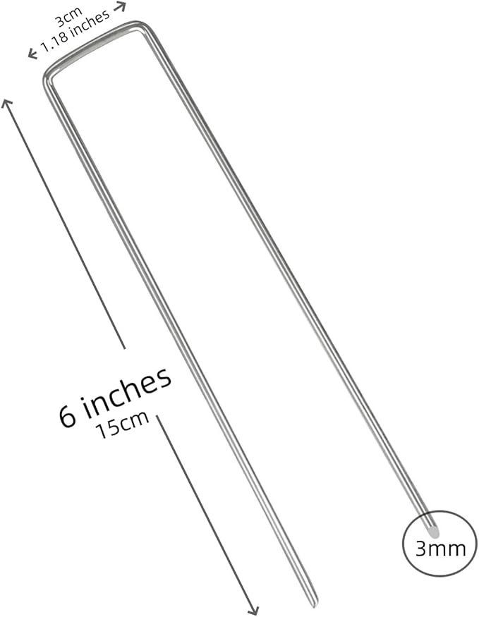6 Inches Heavy Duty Galvanized Steel Garden Stakes Staples Securing Pegs for Securing Weed Fabric Landscape Fabric Netting Ground Sheets and Fleece, Christmas Decoration, Accessories (100)