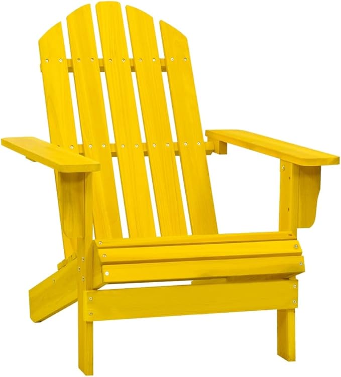 Patio Adirondack Chair Solid Fir Wood Yellow, Patio Dining Chairs, Bar Stools, Outdoor Seating for Outdoor Relaxation and Entertaining in Your Backyard or Poolside