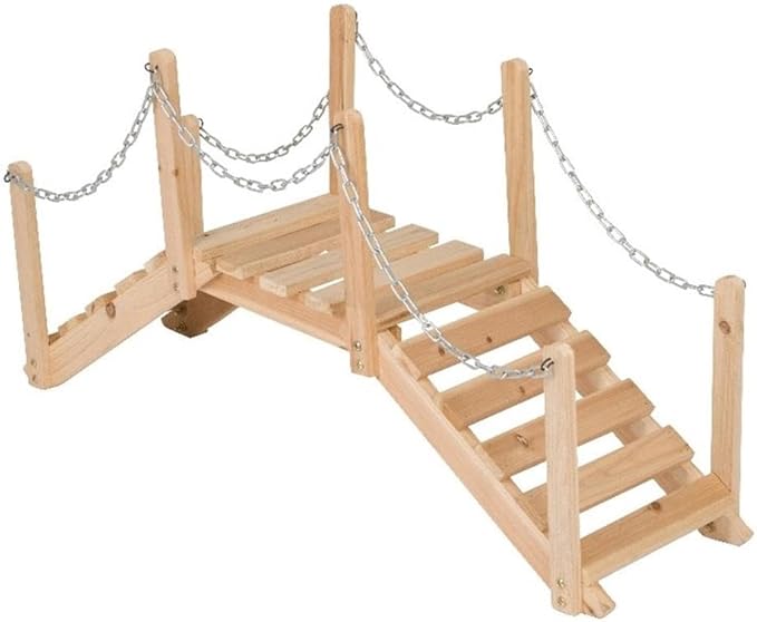 Pemberly Row Transitional Cedar Wood Decorative Garden Bridge, Beige Finish, 3 ft, Handcrafted Moisture-Resistant Design, Landscape Décor, Smooth Sanded for Painting or Staining