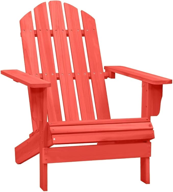 Patio Adirondack Chair Solid Fir Wood Red, Patio Dining Chairs, Bar Stools, Outdoor Seating for Outdoor Relaxation and Entertaining in Your Backyard or Poolside