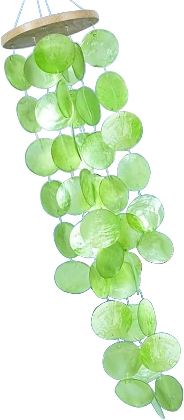 Handmade Colored Capiz Shells Windchimes Coastal Type Decoration for Indoor and Outdoor Use Garden Decoration