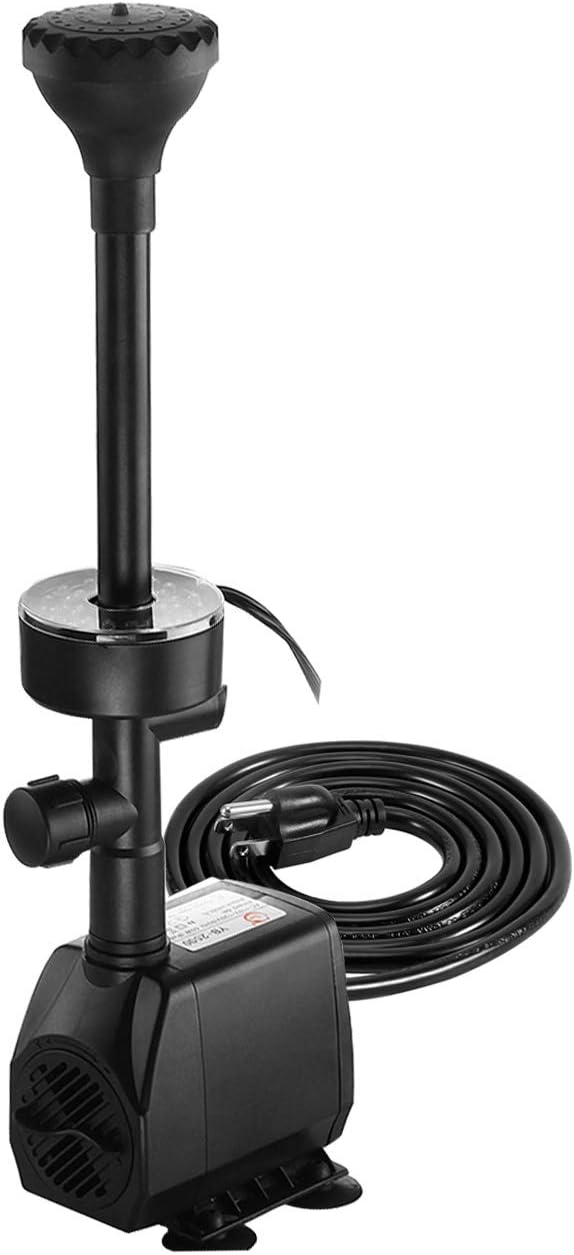 730GPH Submersible Pump Fountain with RGB Color Changing Ring Water Patterns Decoration Garden Pond Landscape 2800L/H, 110V/55W