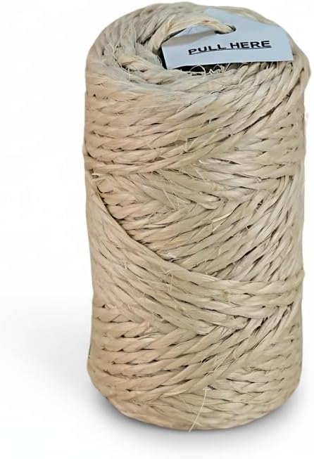 Premium Brazilian Sisal Twine, Natural Fiber 100% Sisal, Heavy-Duty, Ultra Durable, Ideal for DIY Projects, Home Decor, Gardening, Crafting, Gifting, Wrapping (105 ft / 32 m Coil)