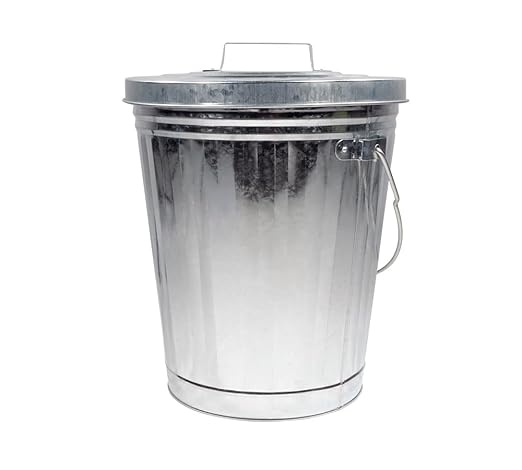 Mytee Products Galvanized Trash Can w/Lid Ideal for Trailers - 4 Gallon Steel Mounted Small Outdoor Garbage Can for Home, Office, Bathroom, Kitchen - Fire and Heat Resistant