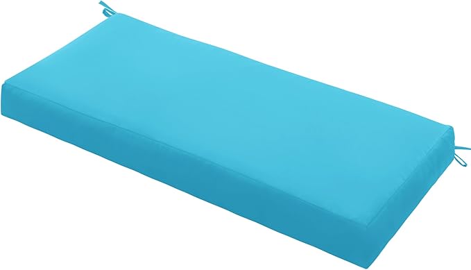 Outdoor Bench Cushion Waterproof 42"x18" – Fade-Resistant Patio Furniture Cushion with Ties for Porch Swing, Loveseat, or Indoor Bench Replacement, Teal