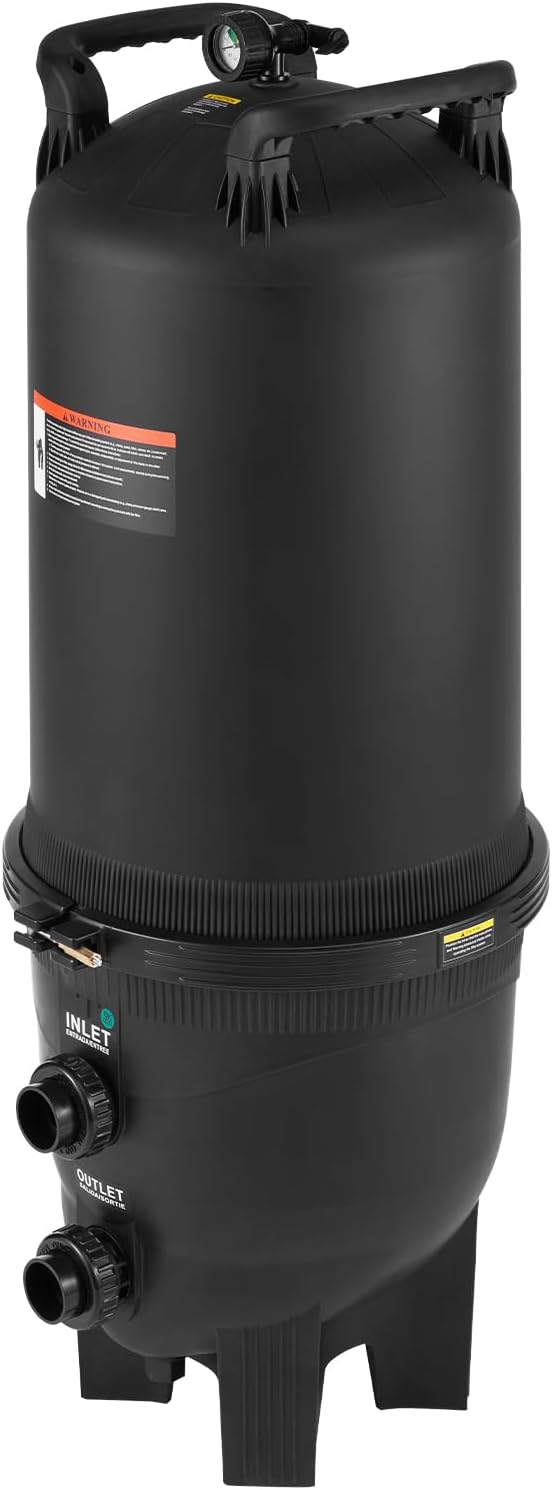 VEVOR 2025 Pro Cartridge Pool Filter Tank & Element, Large 725Sq. Ft Filtration Cleaning System for Pools | Compatible with Pumps 3 HP to 5.5 HP | Up to 9510-21207GPH | for Pools Up to 317006 Gallons