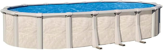 Lake Effect Pools 'Fallston' 18 ft x 33 ft Oval Above Ground Swimming Pool | 52 Inch Steel Side Walls | Kit Includes: 25 Gauge Overlap Liner & Widemouth Skimmer