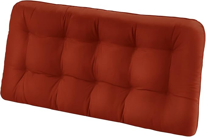 Tufted Bench Cushions for Outdoor Furniture, 44" x 19" Porch Swing Cushions Filled with Foam, Overstuffed Patio Cushions for Bench Loveseat with 2-3 Seats,Thick and Water Resistant, Brick Red