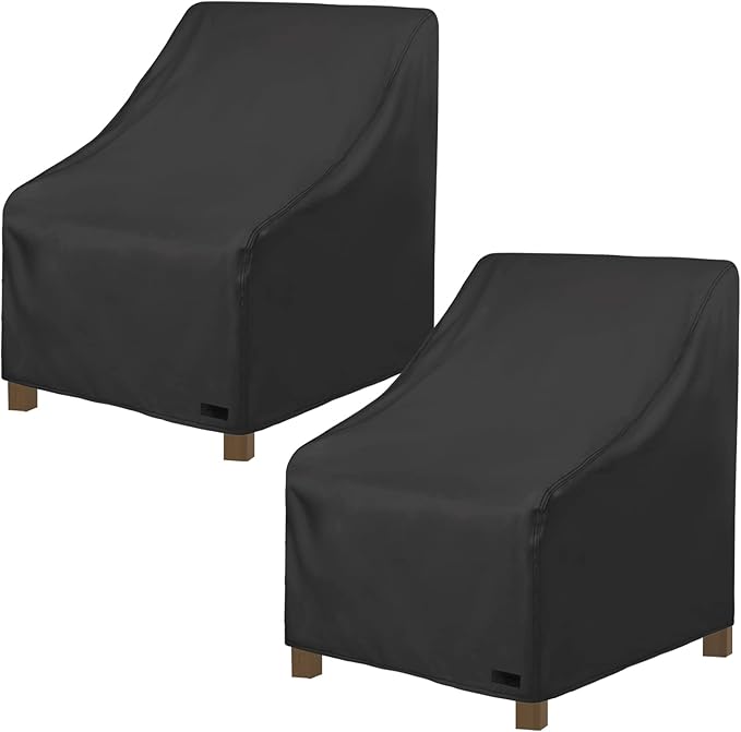 NettyPro Patio Adirondack Chair Cover Waterproof Outdoor Furniture Swivel Recliner Rocking Lounge Deep Seat Chair Cover, Fits up to 30"W x 33"D x 34"H, 2 Pack, Black