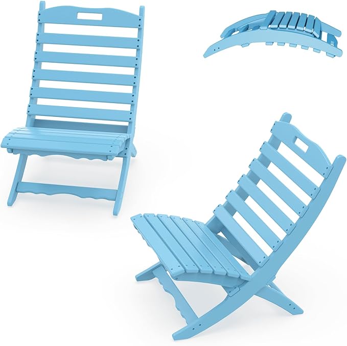 IVY&LANE Portable Xavier-Chairs Set of 2 | Folding-Adirondack-Chair | Wave | HDPE Plastic | Limited Edition | Arctic | All-Weather Resistant | for Outdoor Fire-Pit Patio Lawn Beach Poolside