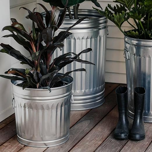 20 Gallon Galvanized Steel Trash Can, Multicolor - Metal Container with Lid for Home, Kitchen, Outdoor Patio, and Camping