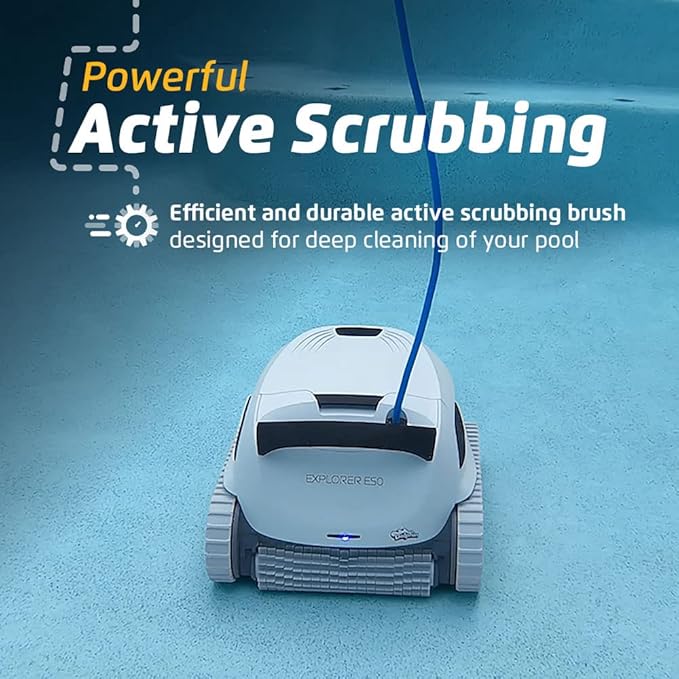 Dolphin (2026 Model) Explorer E50 Wi-Fi Automatic Robotic Pool Vacuum Cleaner, Waterline Scrubber Brush, Ideal for All Pool Up to 50 Feet in Length