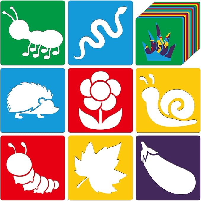 24 Pcs Stencils Garden Themed Sidewalk Chalk Stencils Outdoor Stencil for Painting Simple Style Cute Template 6 Inches